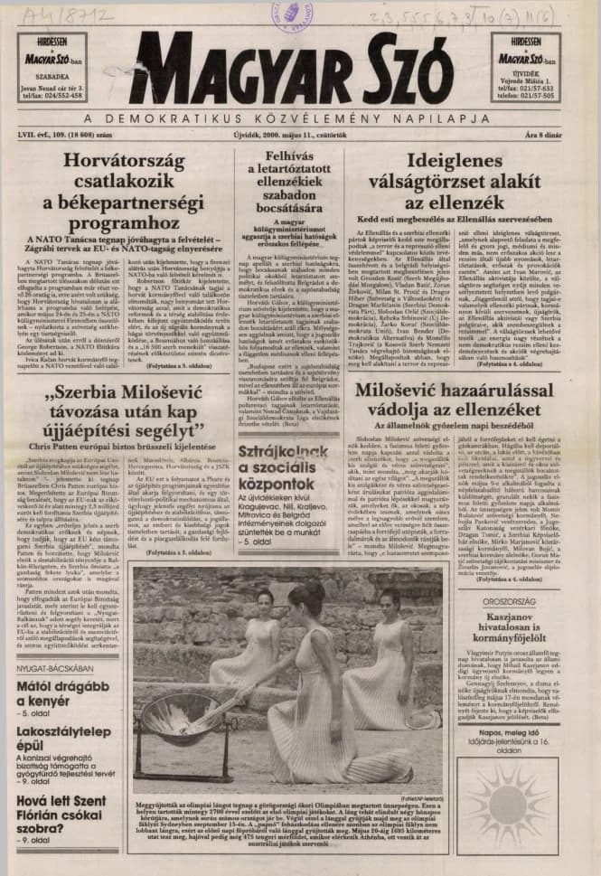 Magyar Szó, 57. évf. 2000. május 11. 109. sz. 1–16. oldal