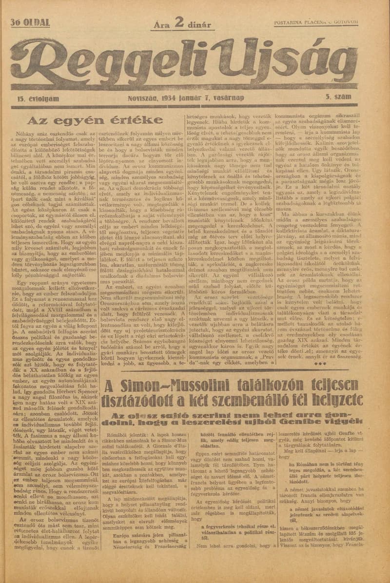 Reggeli Újság, 15. évf. 1934. január 7. 5. sz.