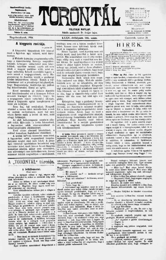 Torontál, 35. évf. 1906. június 28. 146. sz.