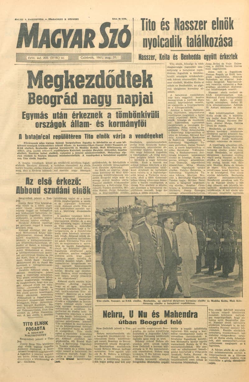 Magyar Szó, 18. évf. 1961. augusztus 31. 205. sz. 1–14. oldal