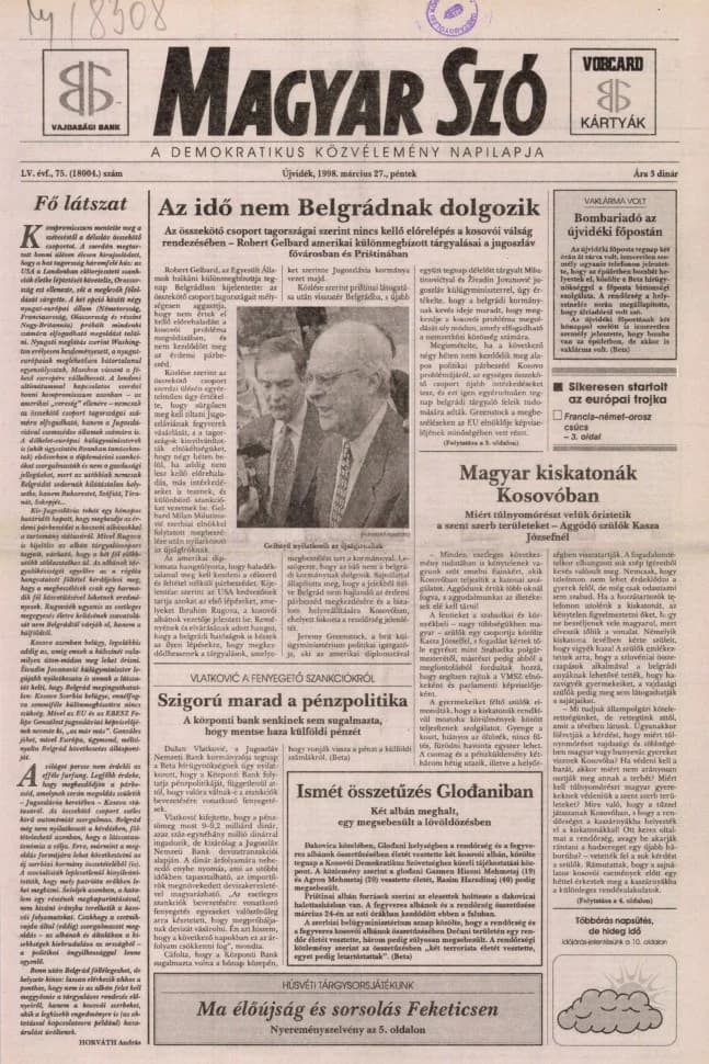 Magyar Szó, 55. évf. 1998. március 27. 75. sz. 1–16. oldal