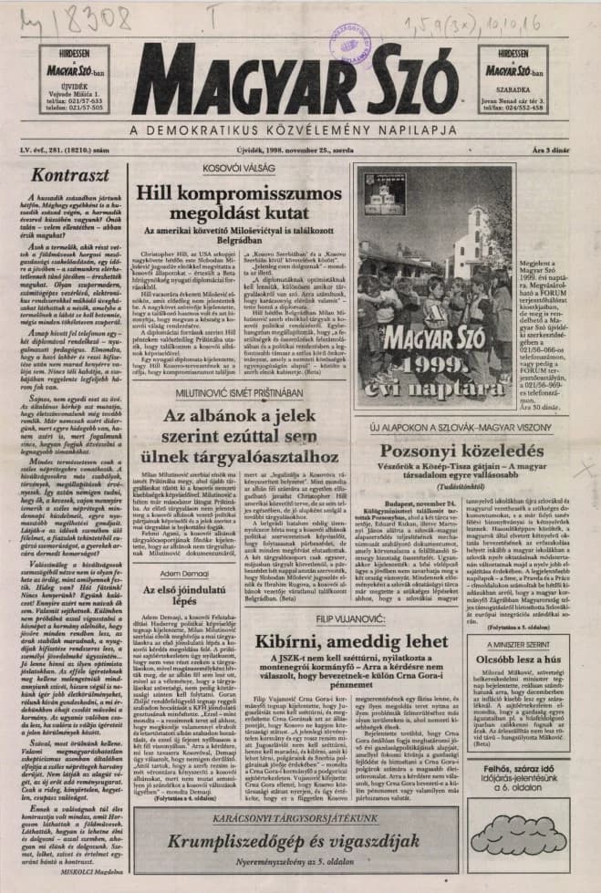 Magyar Szó, 55. évf. 1998. november 25. 281. sz. 1–16. oldal