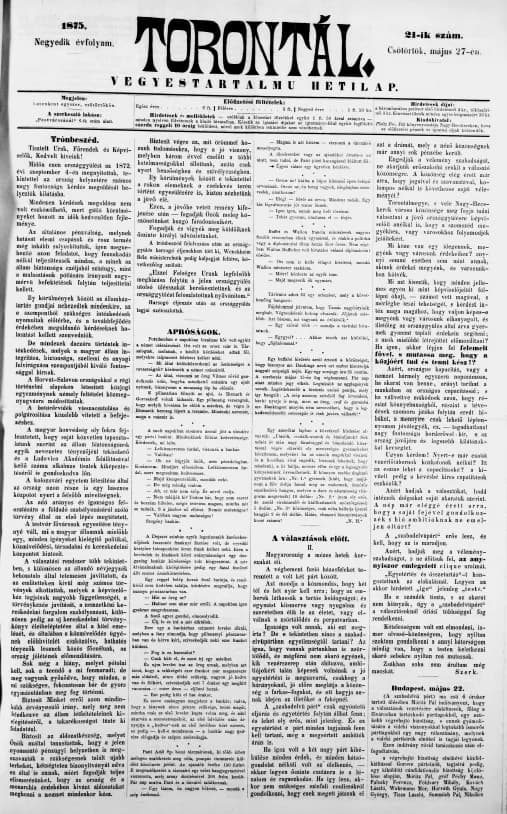 Torontál, 4. évf. 1875. május 27. 21. sz.