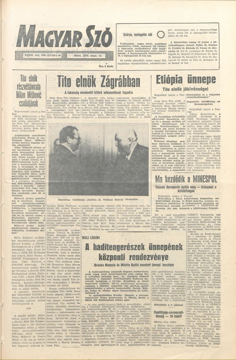 Magyar Szó, 35. évf. 1978. szeptember 11. 250. sz. 1–8. oldal