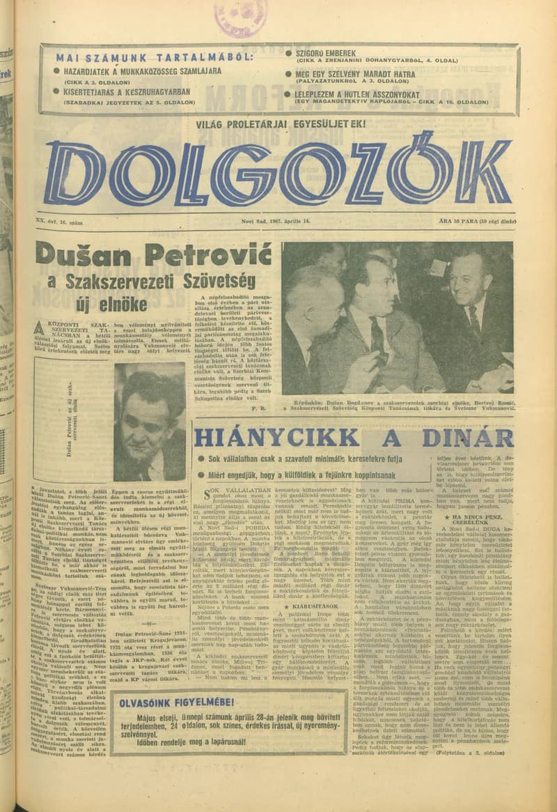 Dolgozók, 21. évf. 1967. április 14. 16. sz.