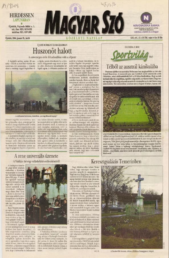 Magyar Szó, 61. évf. 2004. január 19. 13. sz. 1–16. oldal