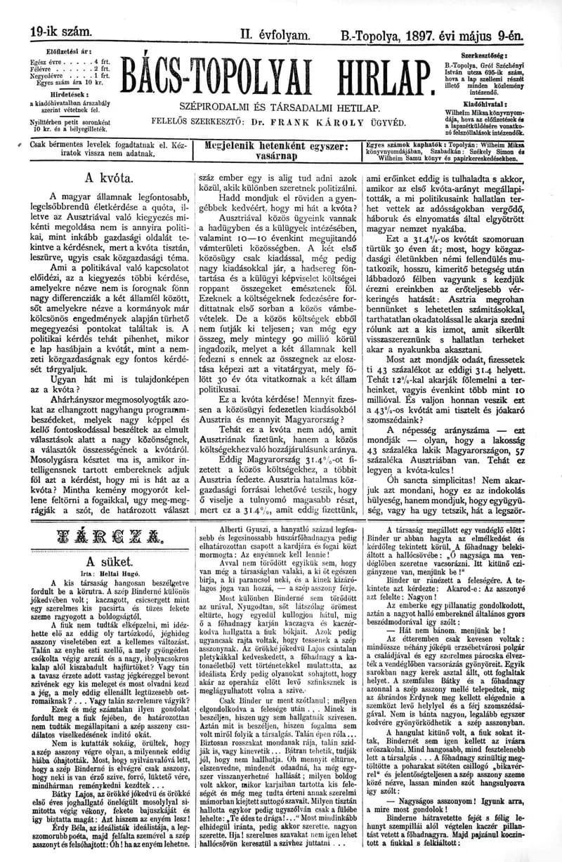 Bács-Topolyai Hirlap, 2. évf. 1897. május 9. 19. sz.