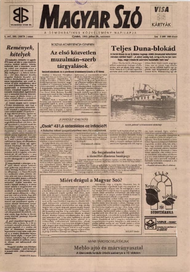 Magyar Szó, 50. évf. 1993. július 29. 203. sz. 1–16. oldal
