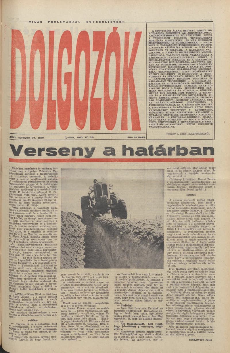 Dolgozók, 27. évf. 1973. szeptember 28. 39. sz.