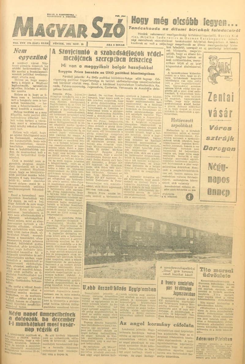 Magyar Szó, 8. évf. 1951. november 23. 278. sz. 1–6. oldal