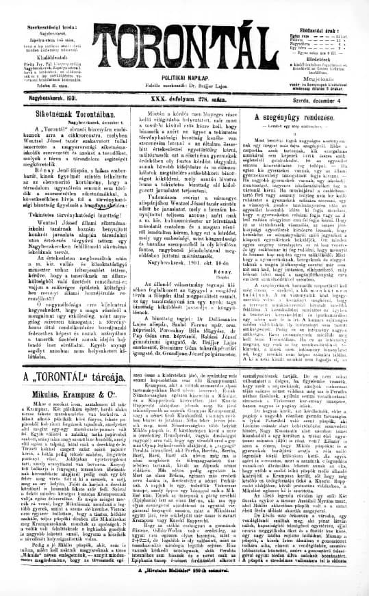 Torontál, 30. évf. 1901. december 4. 278. sz.