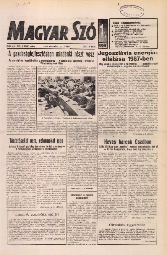 Magyar Szó, 43. évf. 1986. december 24. 352. sz. 1–20. oldal