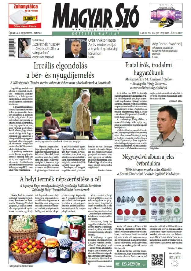 Magyar Szó, 73. évf. 2016. szeptember 8. 209. sz. 1–20. oldal