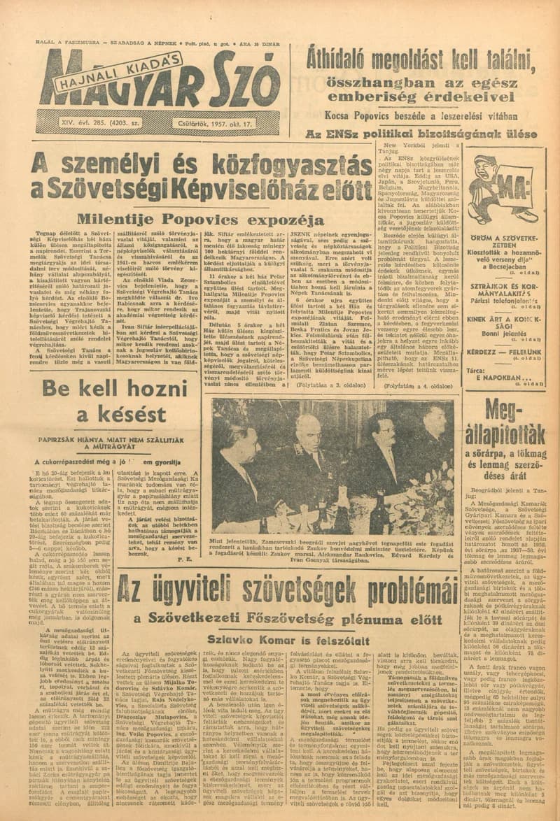 Magyar Szó, 14. évf. 1957. október 17. 285. sz. 1–12. oldal