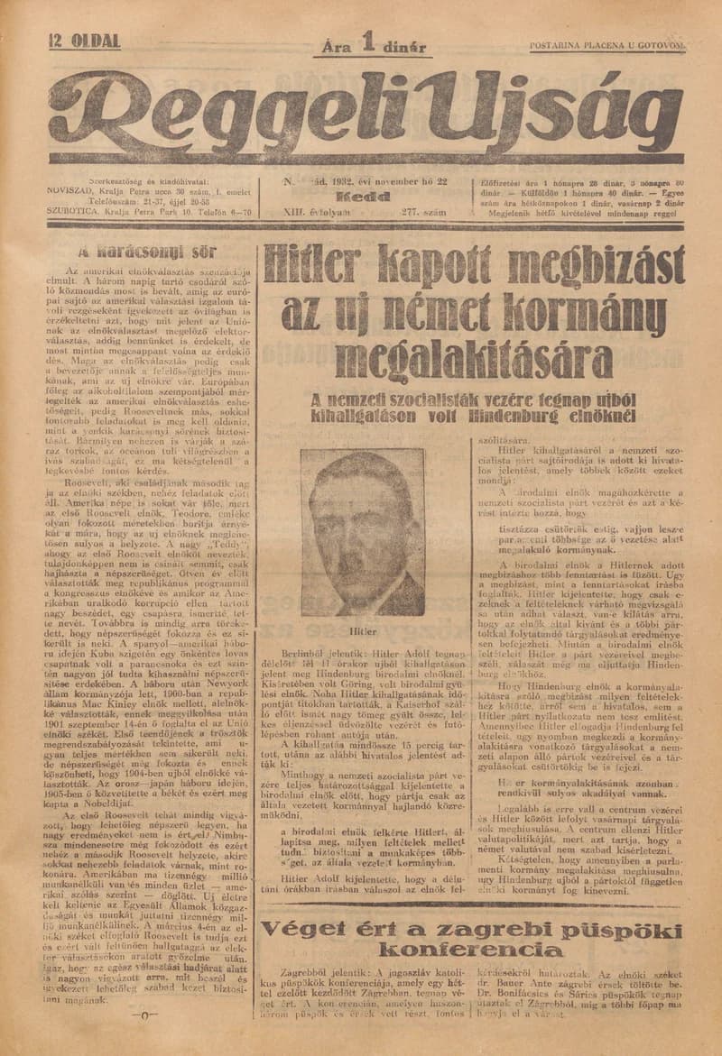 Reggeli Újság, 13. évf. 1932. november 22. 277. sz.