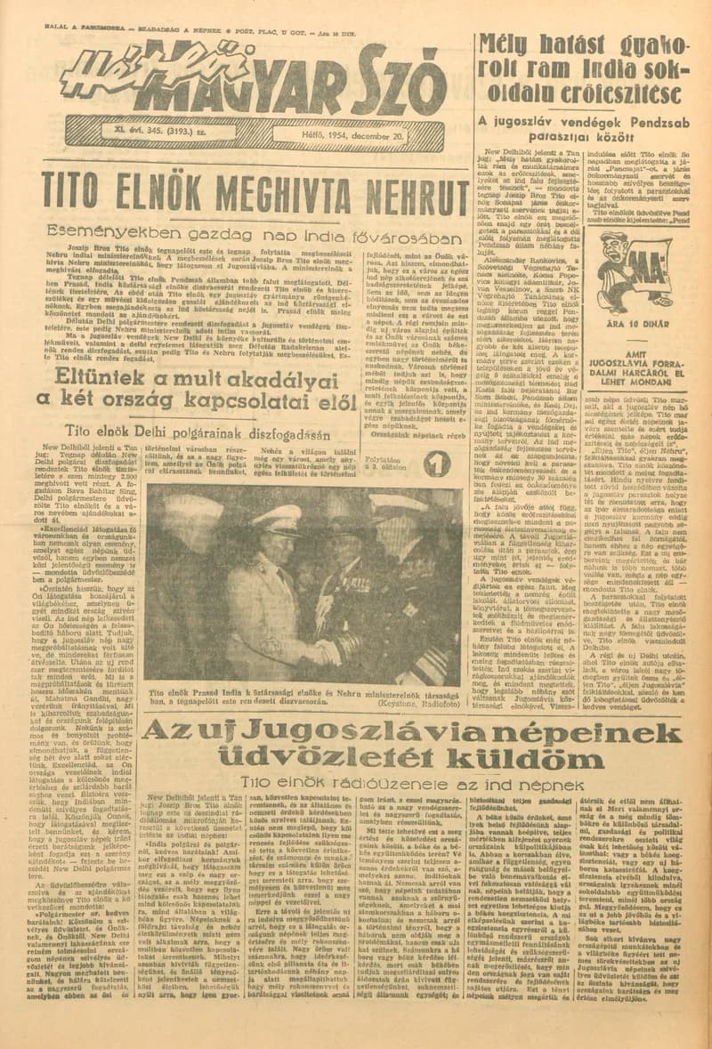 Magyar Szó, 11. évf. 1954. december 20. 345. sz. 1–6. oldal