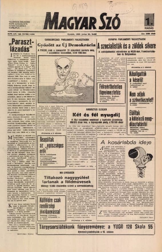Magyar Szó, 46. évf. 1989. június 20. 166. sz. 1–20. oldal