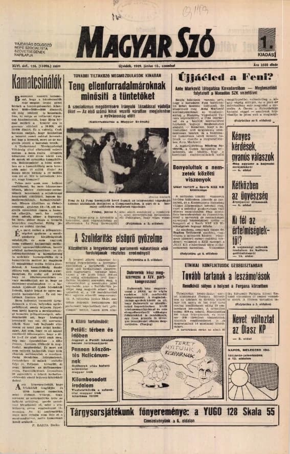 Magyar Szó, 46. évf. 1989. június 10. 156. sz. 1–24. oldal