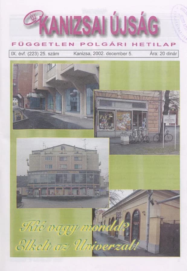 Új Kanizsai Újság, 9. évf. 2002. december 5. 25. sz.