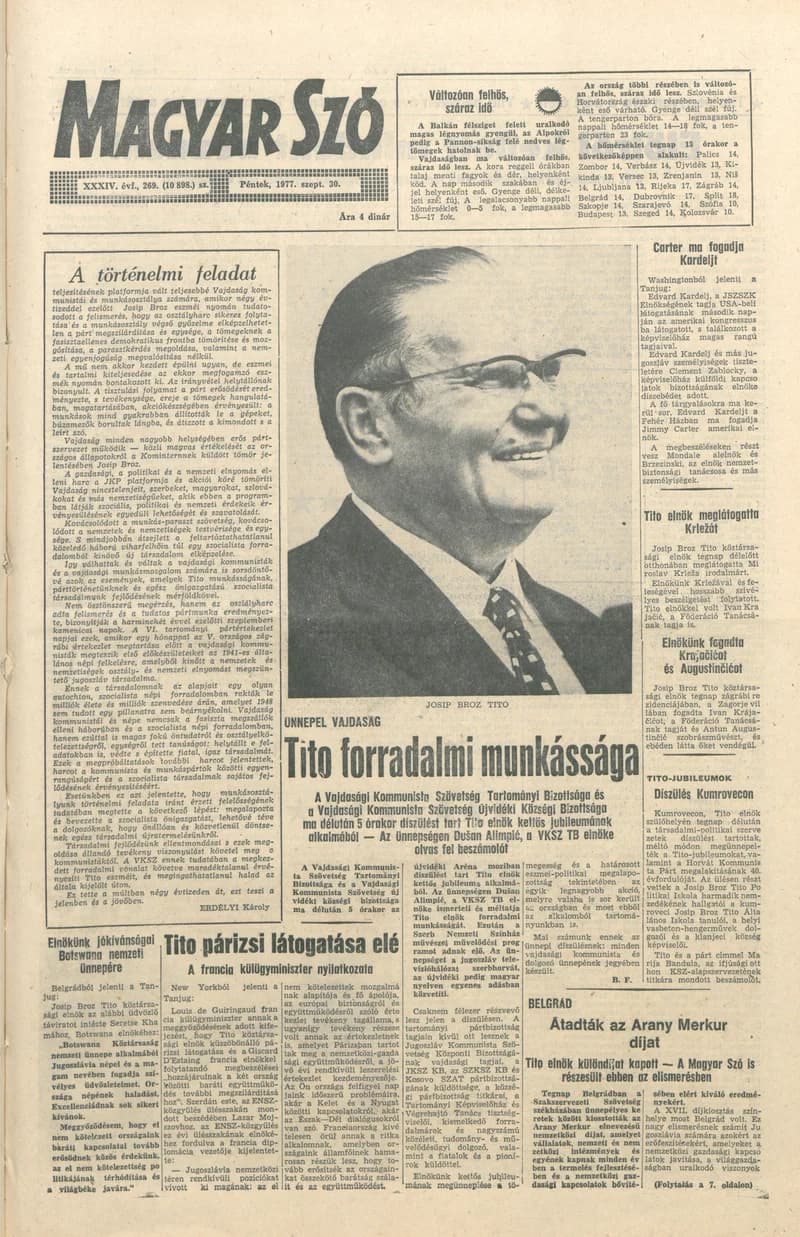 Magyar Szó, 34. évf. 1977. szeptember 30. 269. sz.