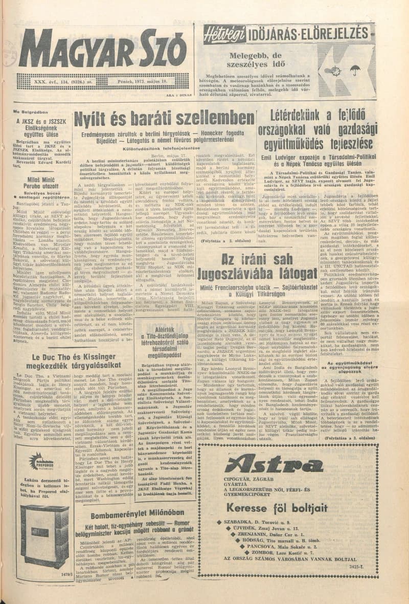 Magyar Szó, 30. évf. 1973. május 18. 134. sz. 1–16. oldal