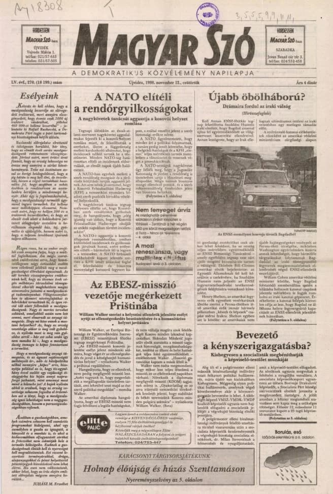 Magyar Szó, 55. évf. 1998. november 12. 270. sz. 1–16. oldal