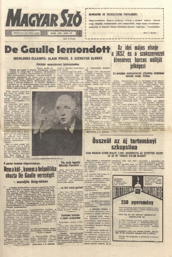 Magyar Szó, 26. évf. 1969. április 29. 117. sz. 1–16. oldal