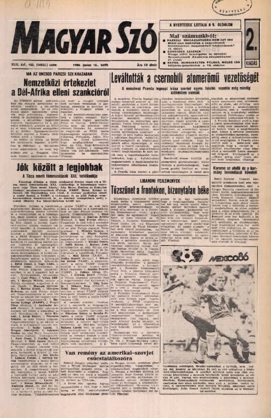 Magyar Szó, 43. évf. 1986. június 16. 163. sz. 1–20. oldal