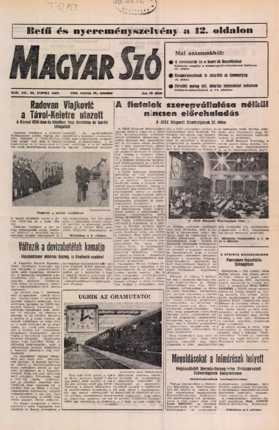 Magyar Szó, 43. évf. 1986. március 29. 86. sz. 1–28. oldal