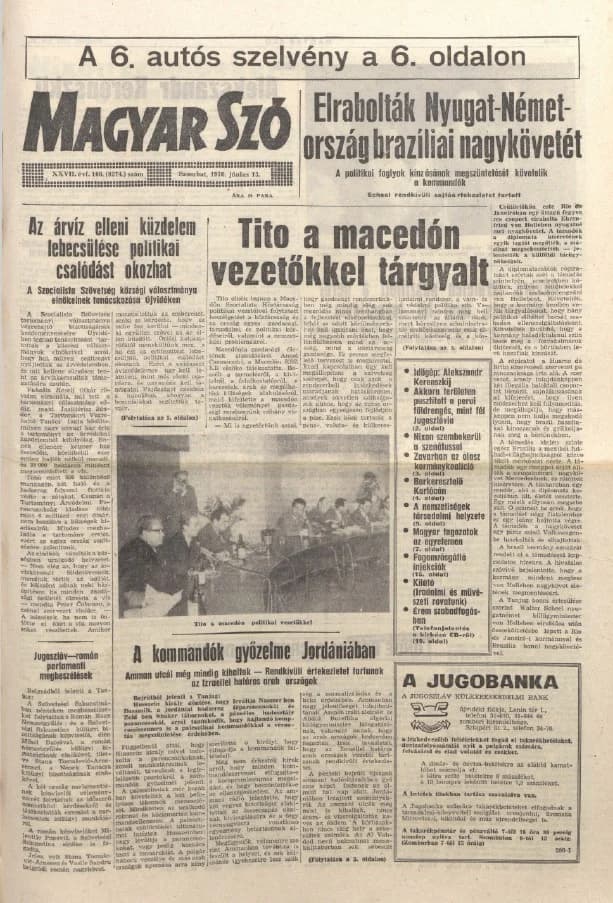 Magyar Szó, 27. évf. 1970. június 13. 160. sz. 1–20. oldal