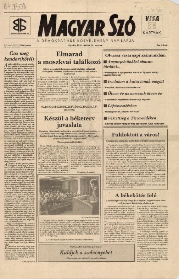 Magyar Szó, 52. évf. 1995. október 28. 252. sz. 1–16. oldal