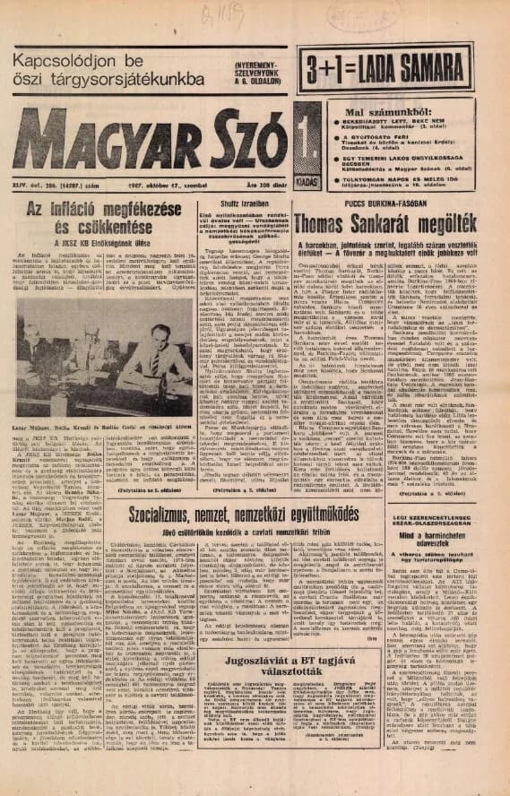 Magyar Szó, 44. évf. 1987. október 17. 286. sz. 1–20. oldal