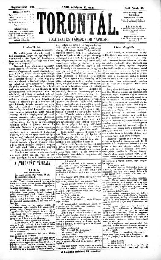 Torontál, 23. évf. 1894. február 27. 47. sz.