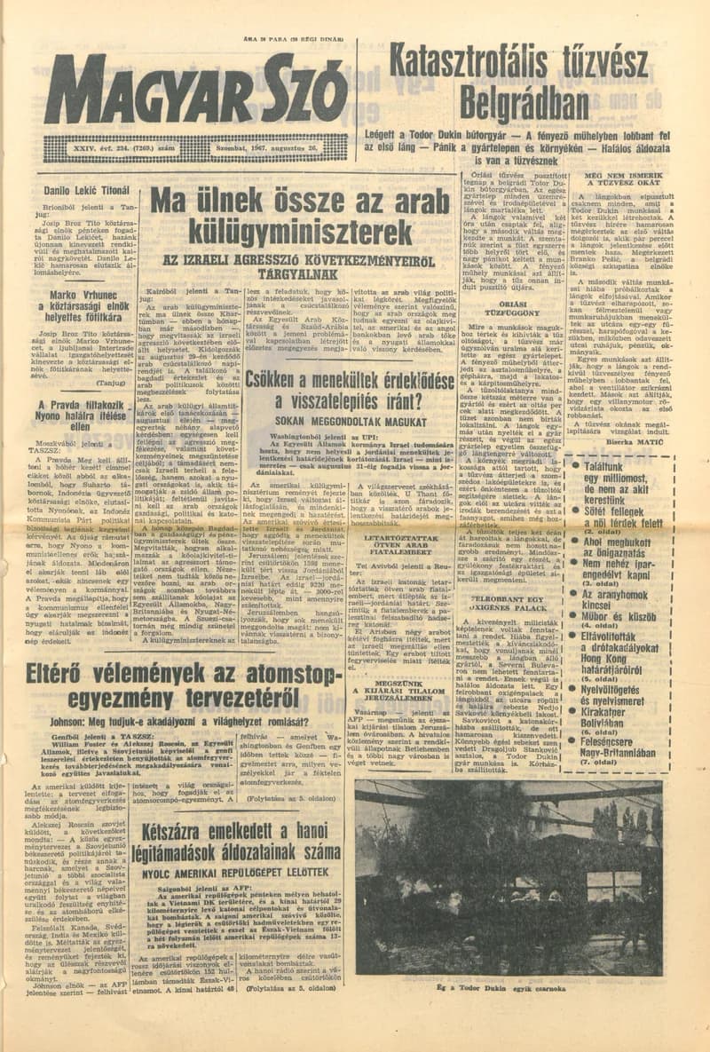 Magyar Szó, 24. évf. 1967. augusztus 26. 234. sz. 1–12. oldal
