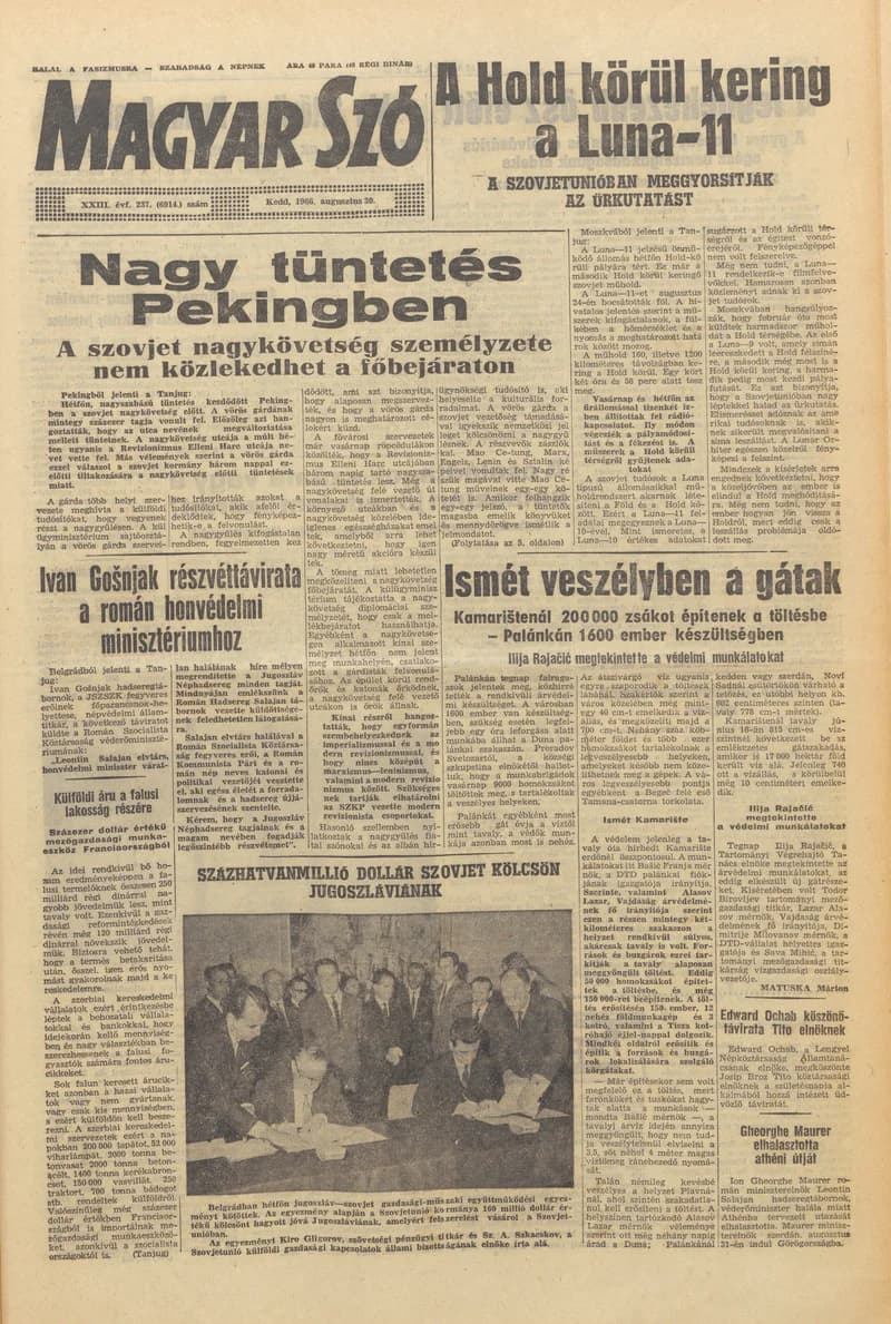 Magyar Szó, 23. évf. 1966. augusztus 30. 237. sz.