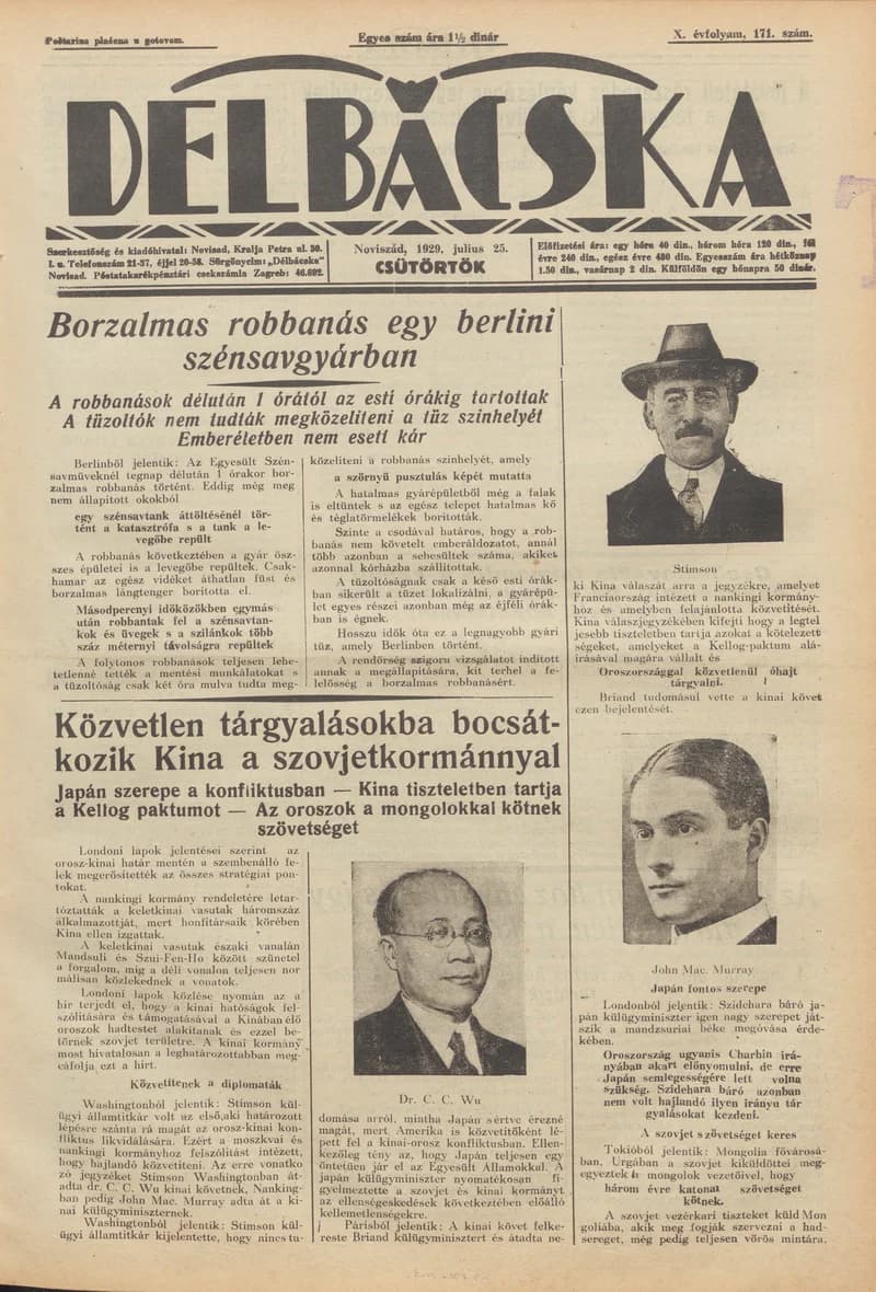 Délbácska, 10. évf. 1929. július 25. 171. sz.
