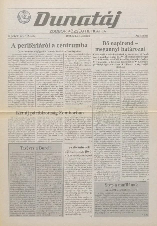 Dunatáj, 3. évf. 2001. július 4. 117. sz.