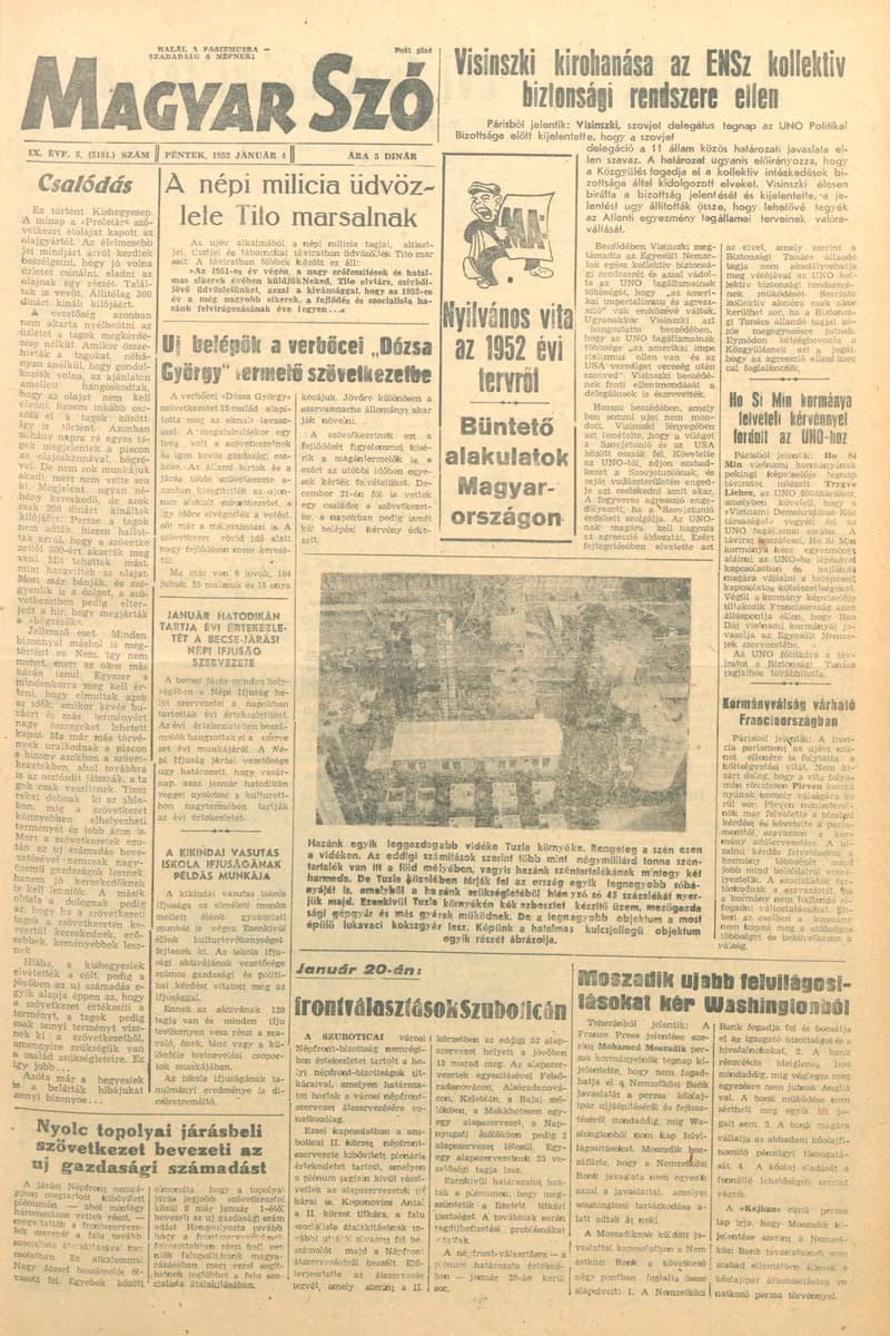 Magyar Szó, 9. évf. 1952. január 4. 3. sz. 1–8. oldal