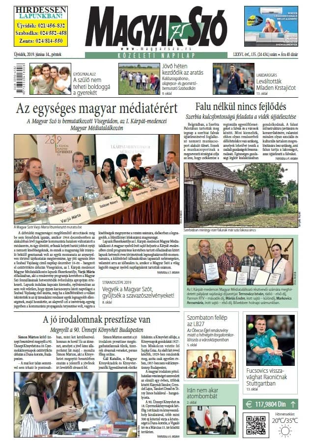 Magyar Szó, 76. évf. 2019. június 14. 135. sz. 1–16. oldal