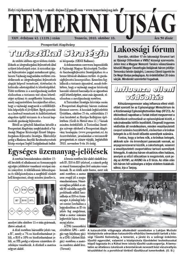 Temerini Újság, 24. évf. 2018. október 18. 42. sz.