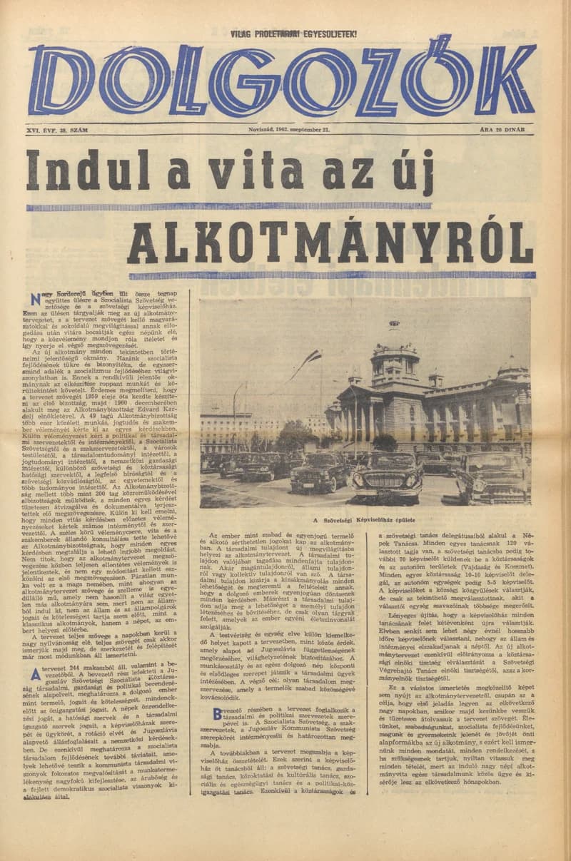 Dolgozók, 16. évf. 1962. szeptember 21. 38. sz.