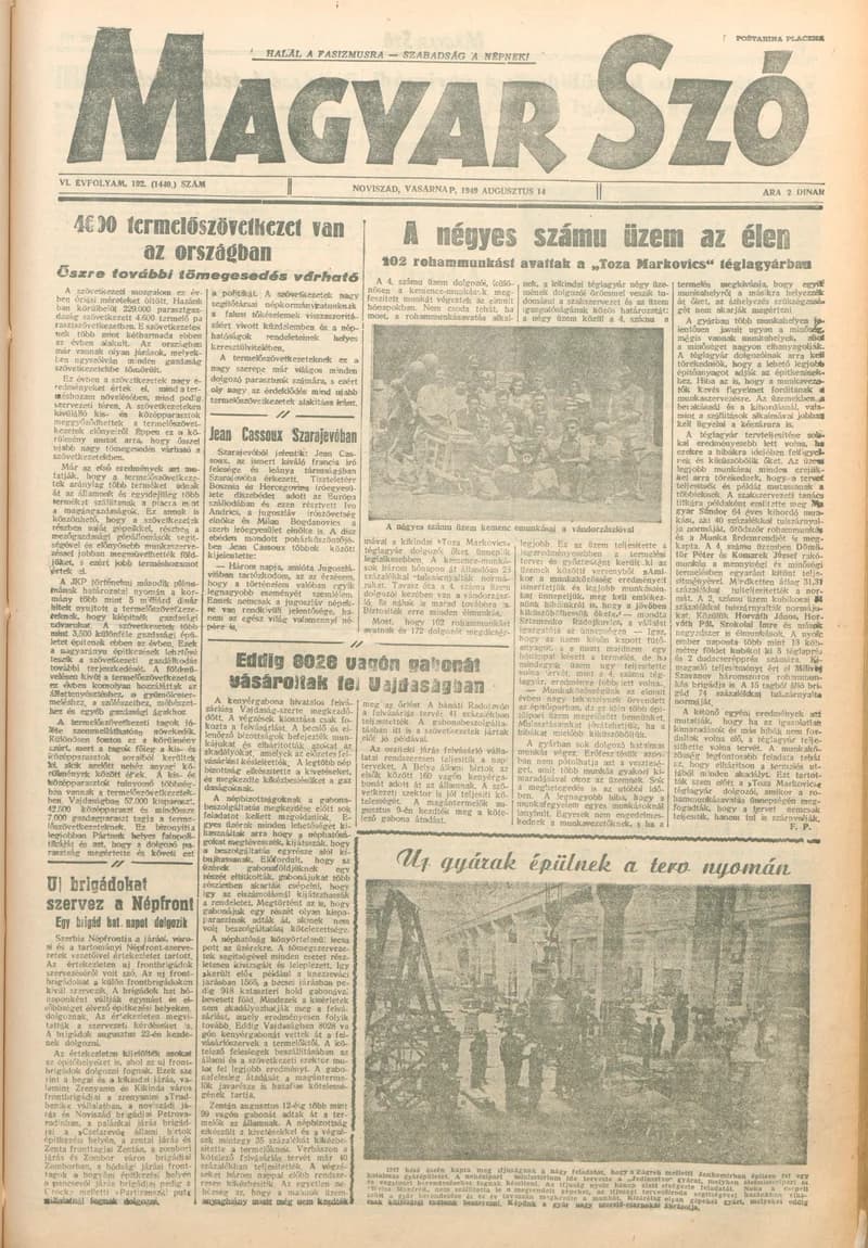 Magyar Szó, 6. évf. 1949. augusztus 14. 192. sz. 1–4. oldal