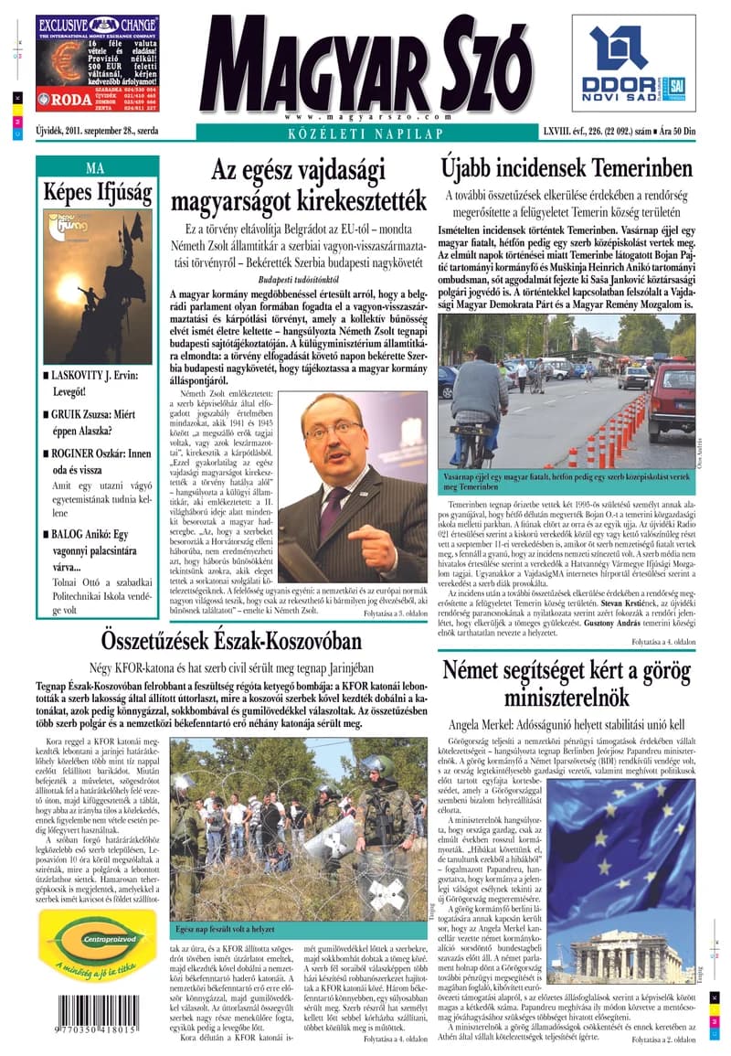 Magyar Szó, 68. évf. 2011. szeptember 28. 226. sz. 1–20. oldal