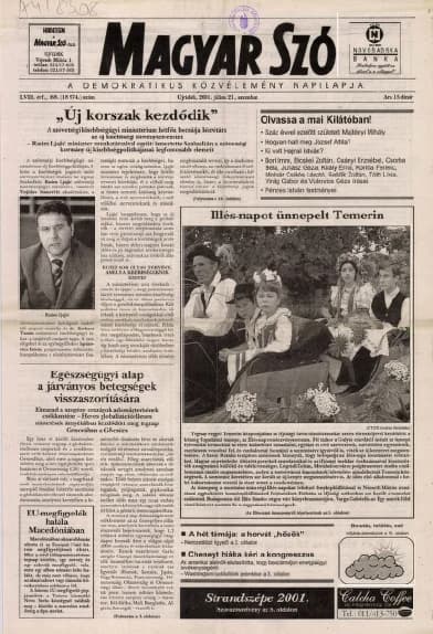 Magyar Szó, 58. évf. 2001. július 21. 168. sz. 1–16. oldal