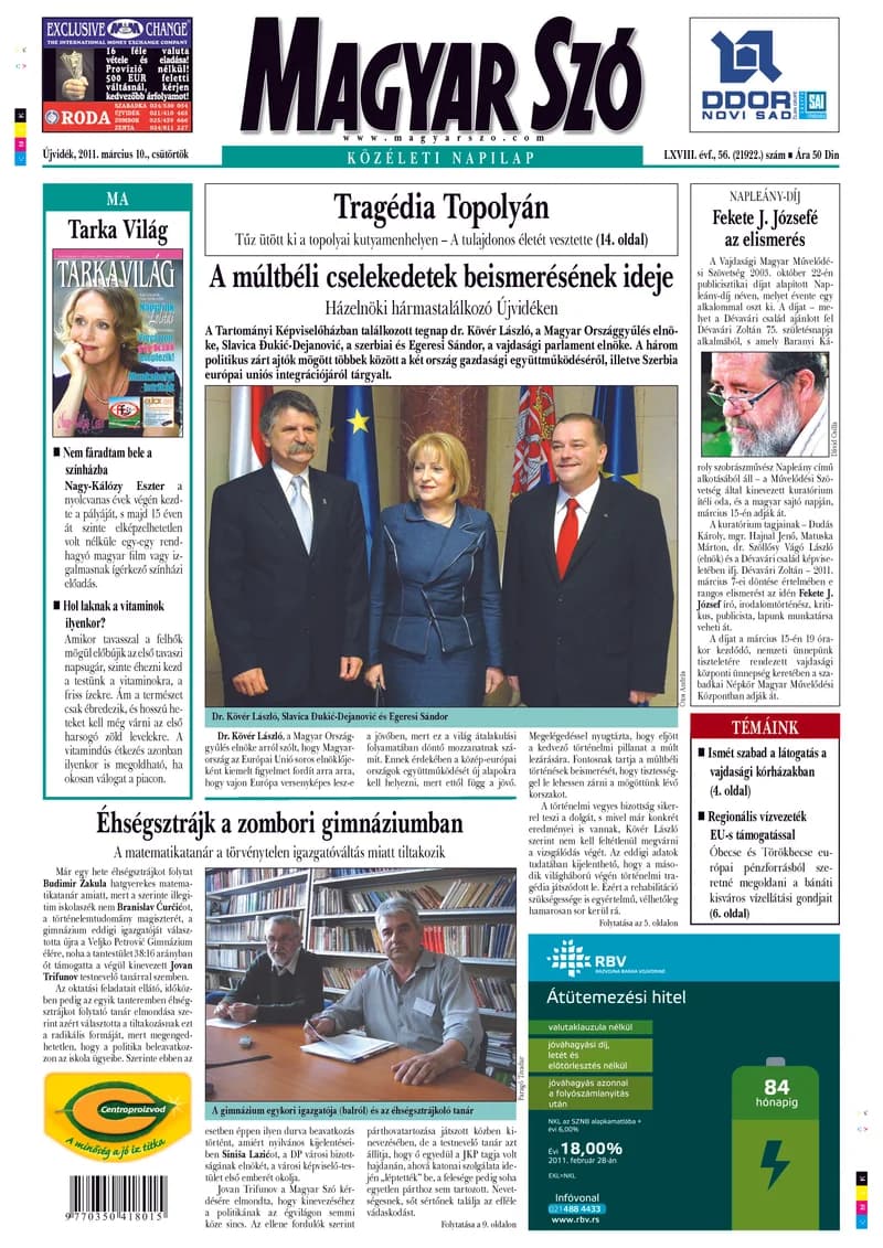Magyar Szó, 68. évf. 2011. március 10. 56. sz. 1–20. oldal
