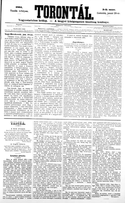 Torontál, 10. évf. 1881. január 20. 3. sz.