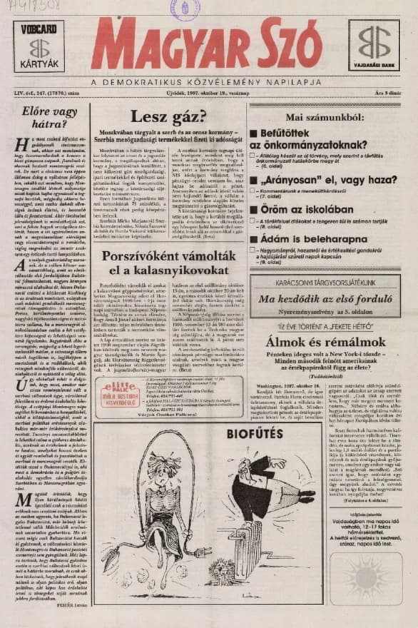 Magyar Szó, 54. évf. 1997. október 19. 247. sz. 1–24. oldal