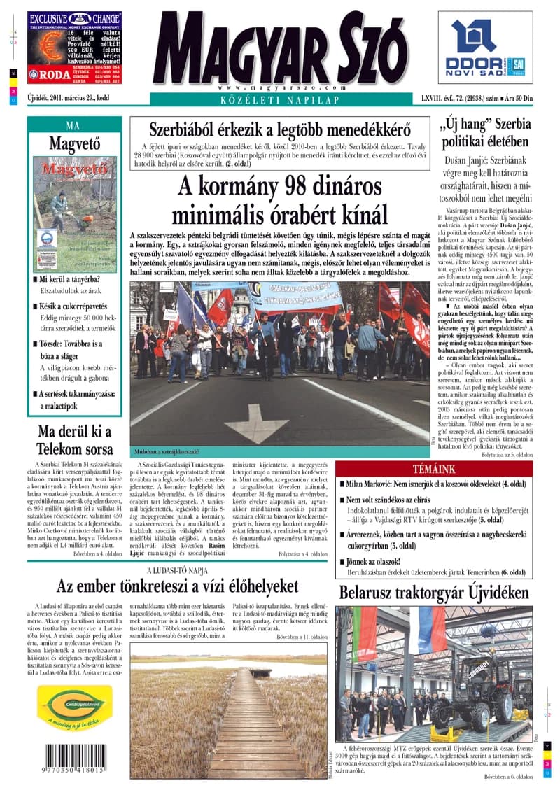 Magyar Szó, 68. évf. 2011. március 29. 72. sz. 1–20. oldal