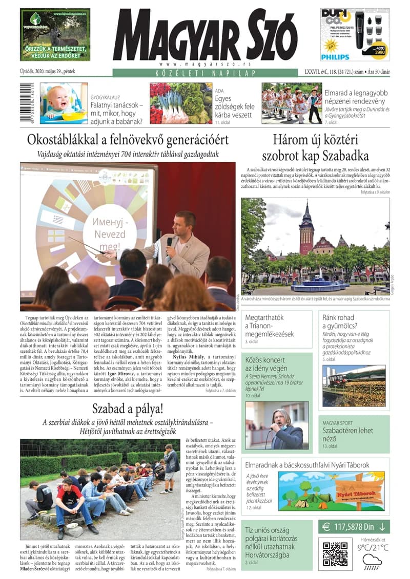 Magyar Szó, 77. évf. 2020. május 29. 118. sz. 1–16. oldal