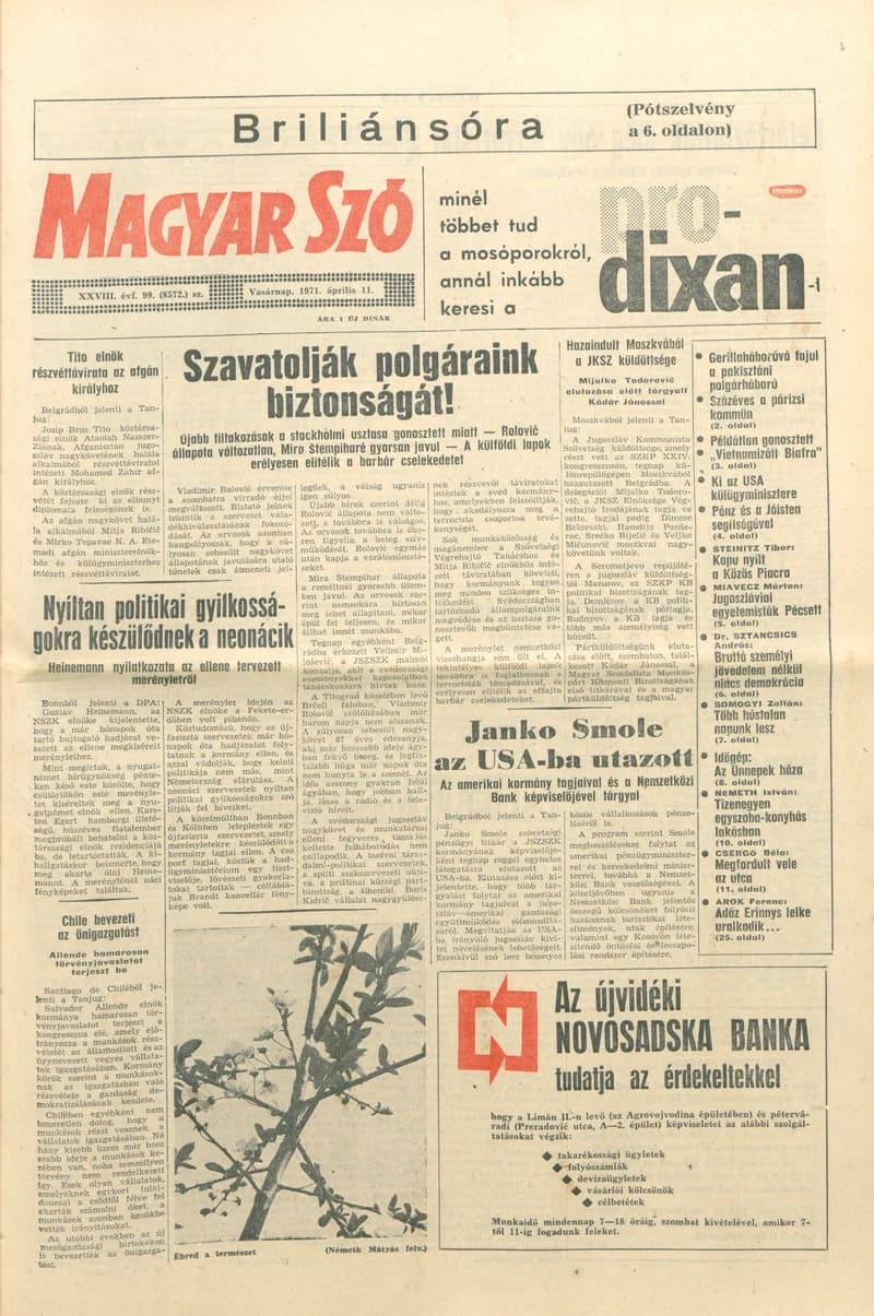 Magyar Szó, 28. évf. 1971. április 11. 99. sz. 1–32. oldal